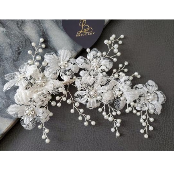 Bride Headpiece Hairpiece Large Lace Floral Bridal main image 2